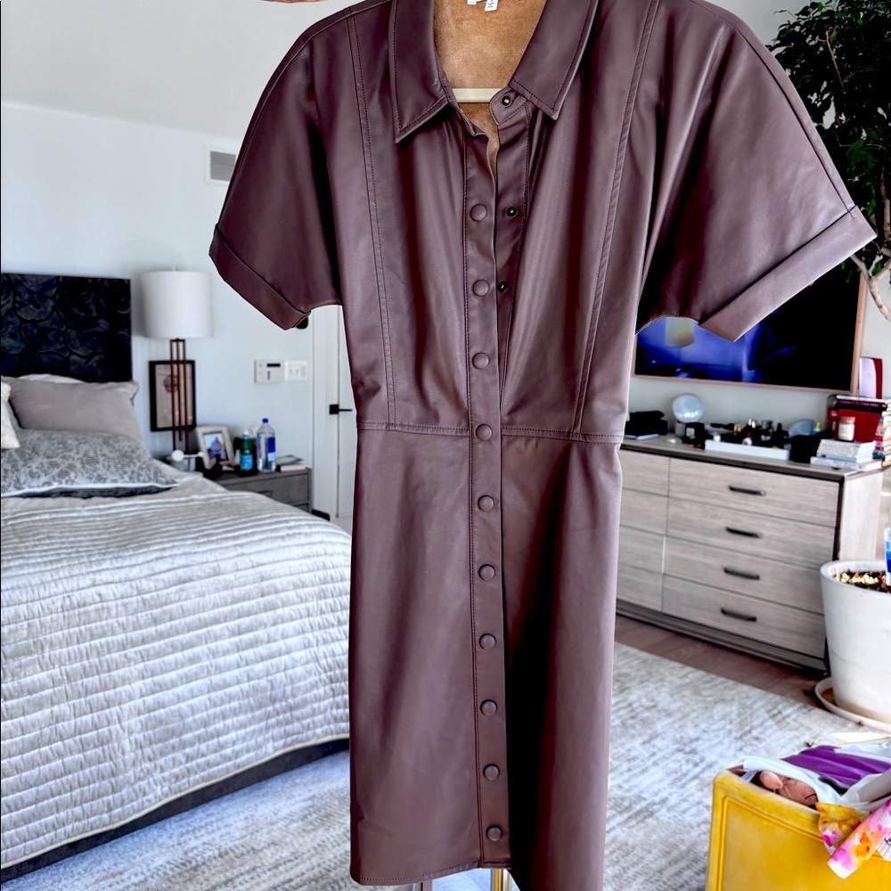 Brown pleather dress